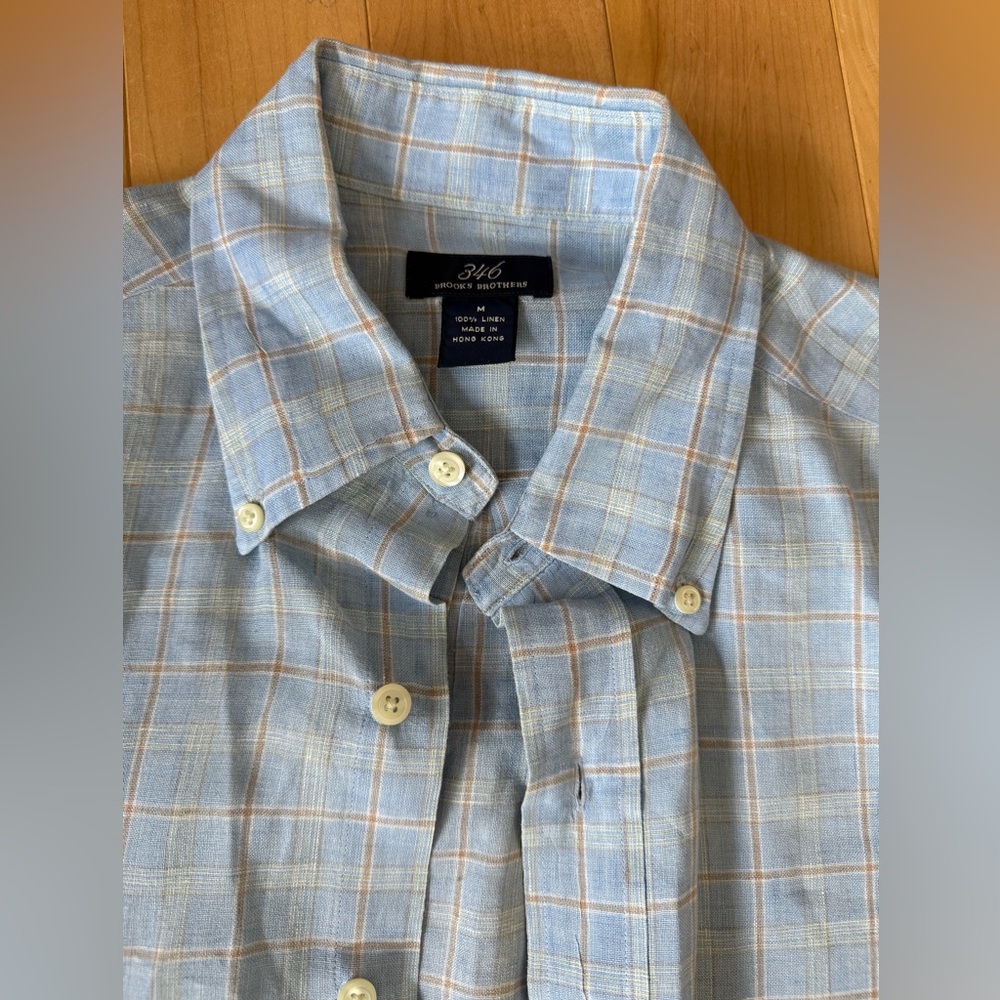Brooks Brothers linen dress shirt, men's size medium - Picture 3 of 7